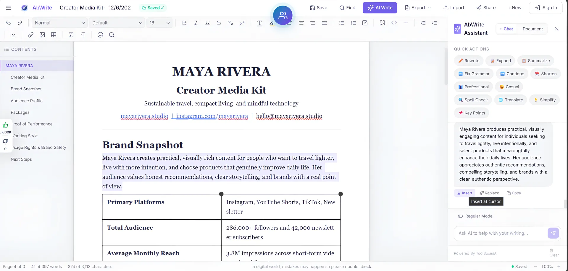 AbWrite Document Editor